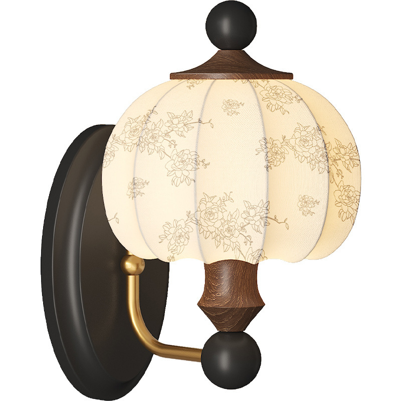 Zidna lampa s platnenim sjenilom, inspirirana Song dinastijom, moderni kineski stil za spavaću sobu i dnevnu sobu, zen motiv na tkanini