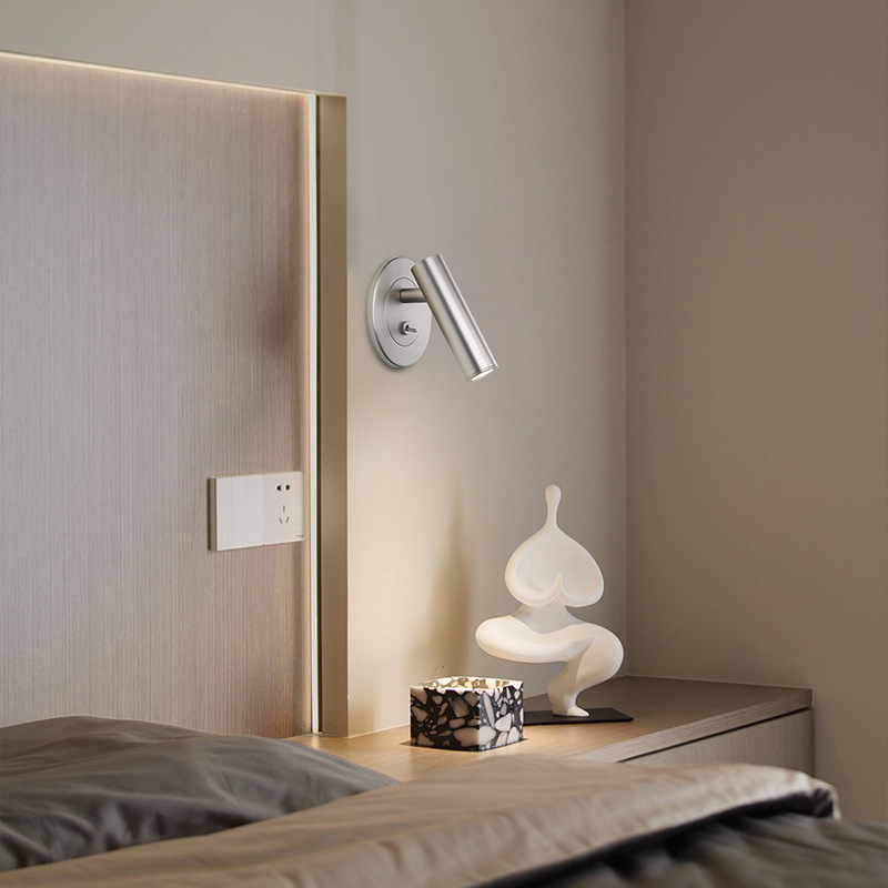 Zidna lampa za čitanje u minimalističkom stilu sa zaštitom očiju cijelog spektra i prekidačem, pogodna za hotelske sobe i spavaće sobe