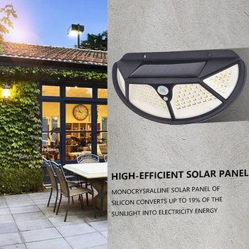 Solarna zidna svjetiljka s 102 LED, osvjetljenje sa četiri strane, senzor pokreta, vodootporna vanjska rasvjeta dvorišta