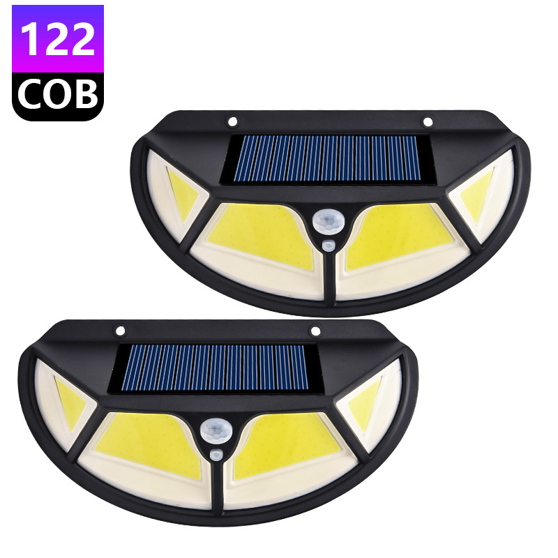 Solarna zidna svjetiljka s 102 LED, osvjetljenje sa četiri strane, senzor pokreta, vodootporna vanjska rasvjeta dvorišta