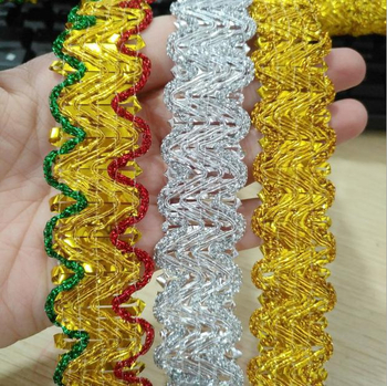 2,5 cm valovita čipka, 13 m zlatno-srebrna žična čipka za odjeću i DIY projekte