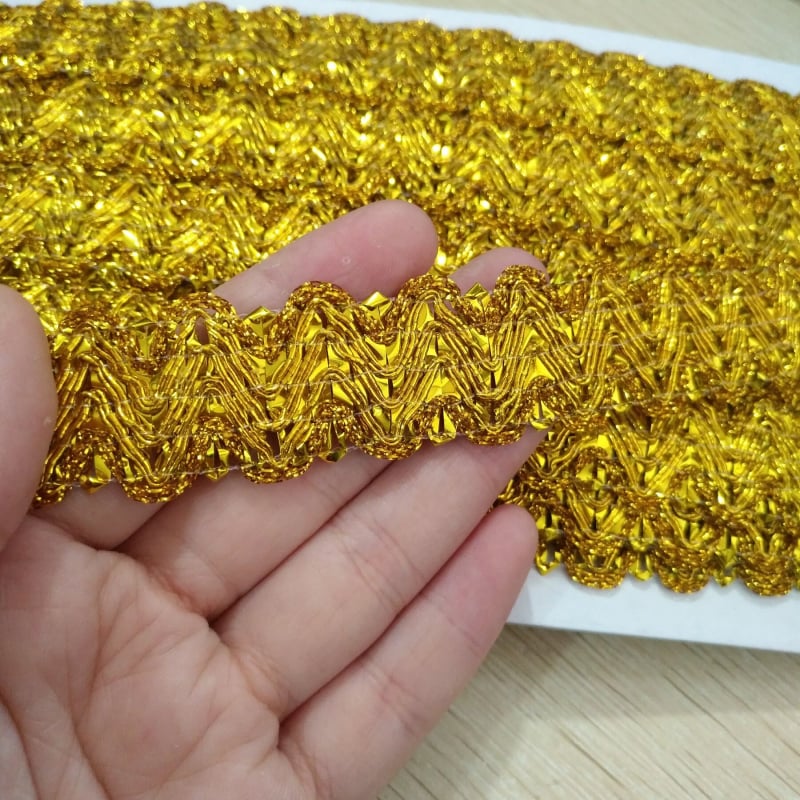 2,5 cm valovita čipka, 13 m zlatno-srebrna žična čipka za odjeću i DIY projekte