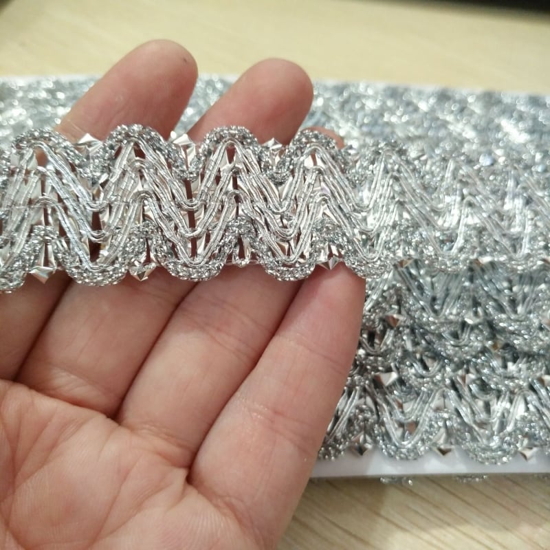 2,5 cm valovita čipka, 13 m zlatno-srebrna žična čipka za odjeću i DIY projekte