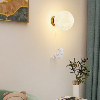 Stenska lampa s mjesecom za dječju sobu, moderni minimalistički stil, astronaut, nordijski crtani dječak dizajn