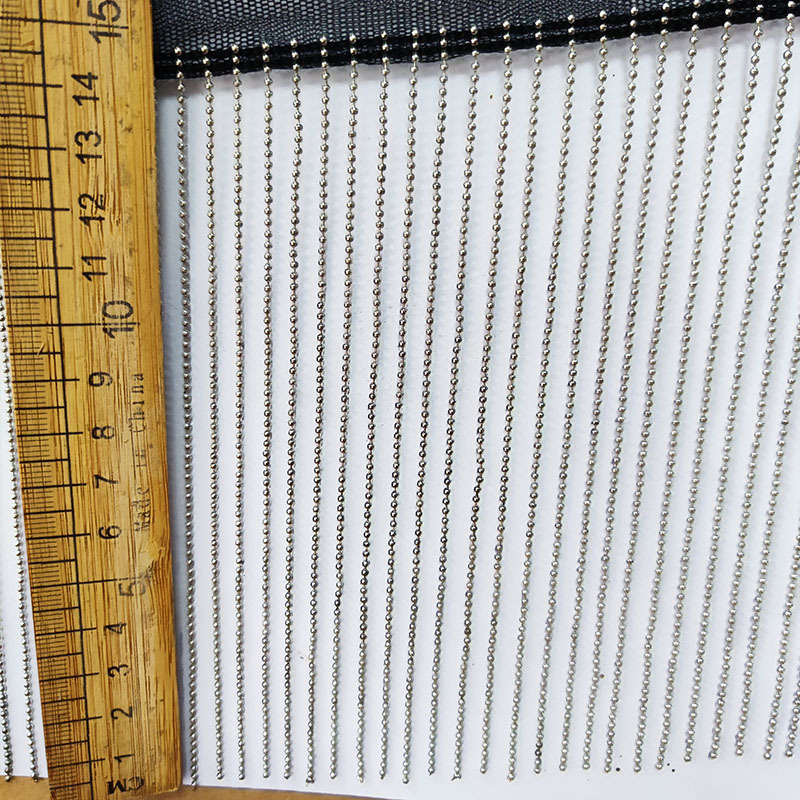 15 cm široka lančana resica s mrežnim donjim rubom i metalnim perlama – dekor za zavjese i odjeću, DIY ukras