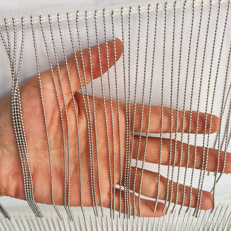15 cm široka lančana resica s mrežnim donjim rubom i metalnim perlama – dekor za zavjese i odjeću, DIY ukras