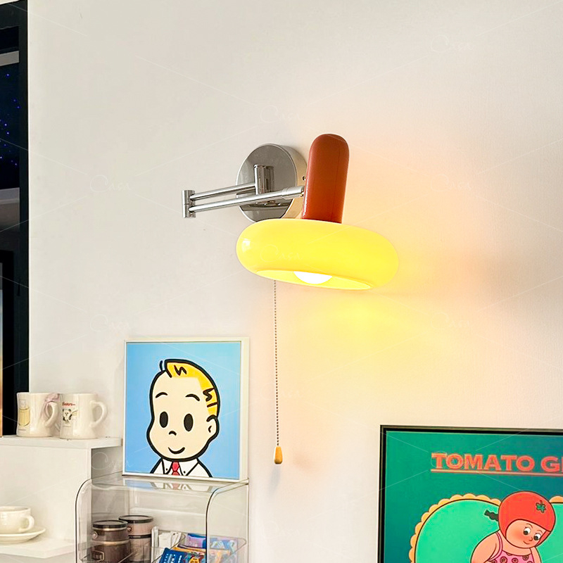 Bauhaus zidna lampa s pomičnim ramenom za spavaću sobu, Memphis stil dekor, rasvjeta za stubište i pozadinu TV-a