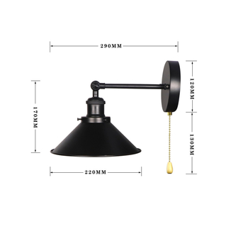 Antička željezna zidna lampa, rustikalni stil, oblik UFO diska, baza E27/E26