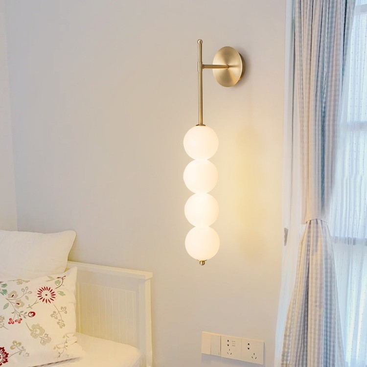 Zidna lampa u obliku tikve, staklena sjenila, bakreno tijelo, LED, nordijski stil