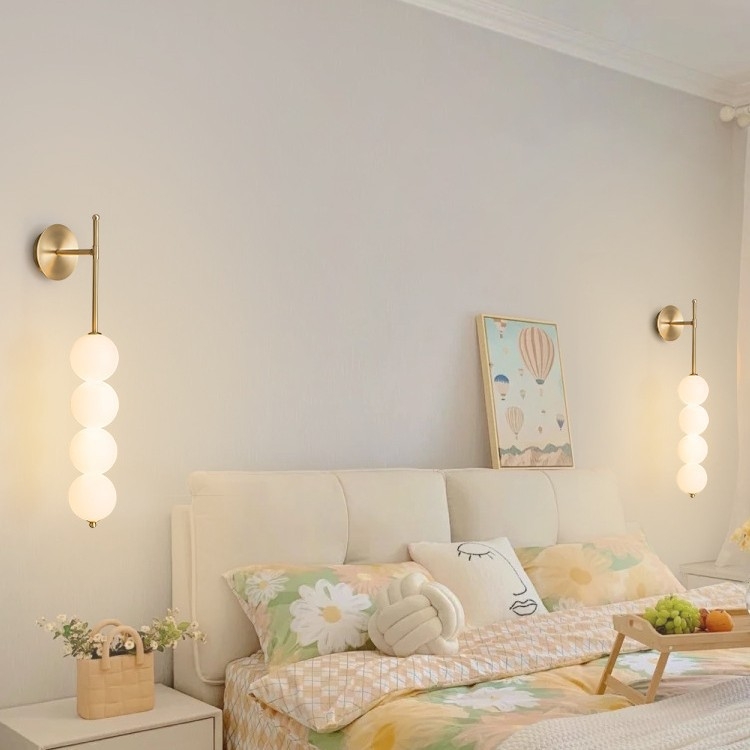 Zidna lampa u obliku tikve, staklena sjenila, bakreno tijelo, LED, nordijski stil