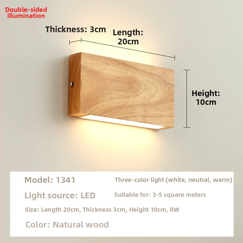 LED zidna svjetiljka od masivnog drveta u japanskom stilu, za kupaonicu i ogledalo za šminkanje, nordijskog drvenog dizajna, pogodna za stepenice, hodnik, uz krevet i spavaću sobu.