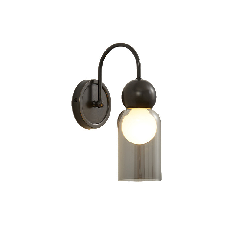 Bakrena stenska lampa za spavaću sobu sa staklenim sjenilom, minimalistički luksuz