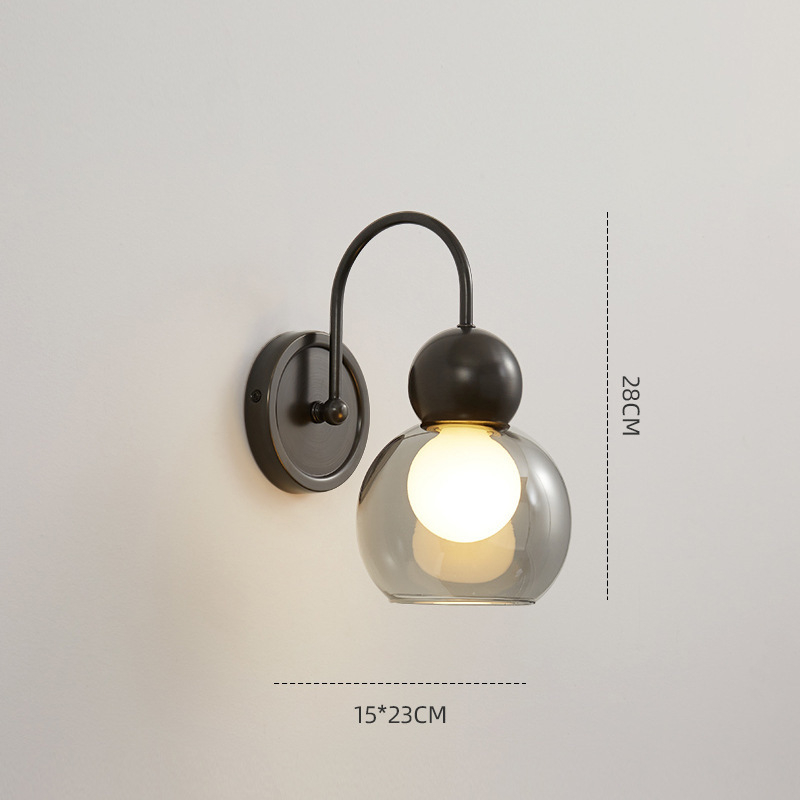 Bakrena stenska lampa za spavaću sobu sa staklenim sjenilom, minimalistički luksuz