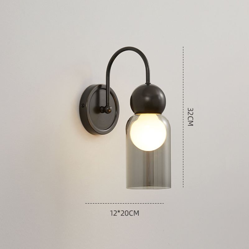 Bakrena stenska lampa za spavaću sobu sa staklenim sjenilom, minimalistički luksuz