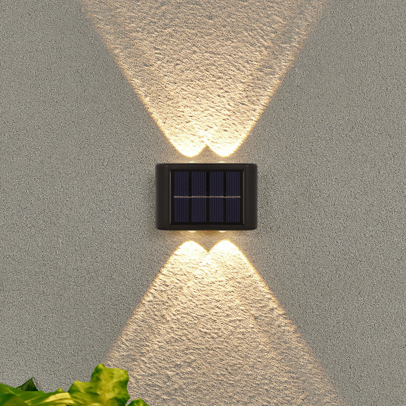 Solarna zidna svjetiljka s dvostrukom glavom, vodootporna, za balkon, vanjsko osvjetljenje koje svijetli prema gore i dolje.