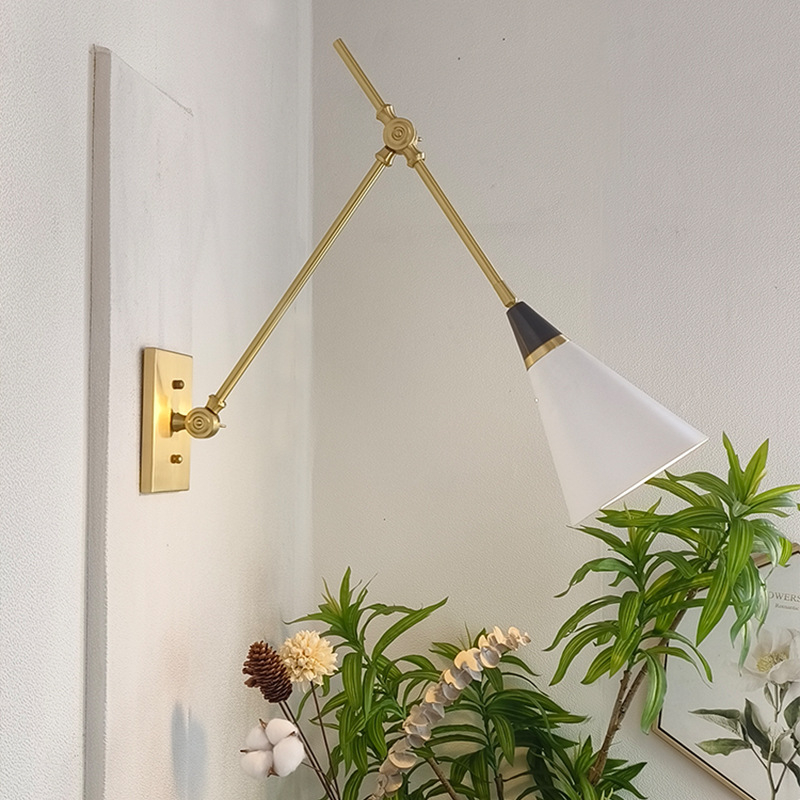 Zidna lampa od bakra, bežična, punjiva, američkog stila, sklopiva, za dnevni boravak, blagovaonu, kuhinju i radnu sobu – visoka svjetlina.