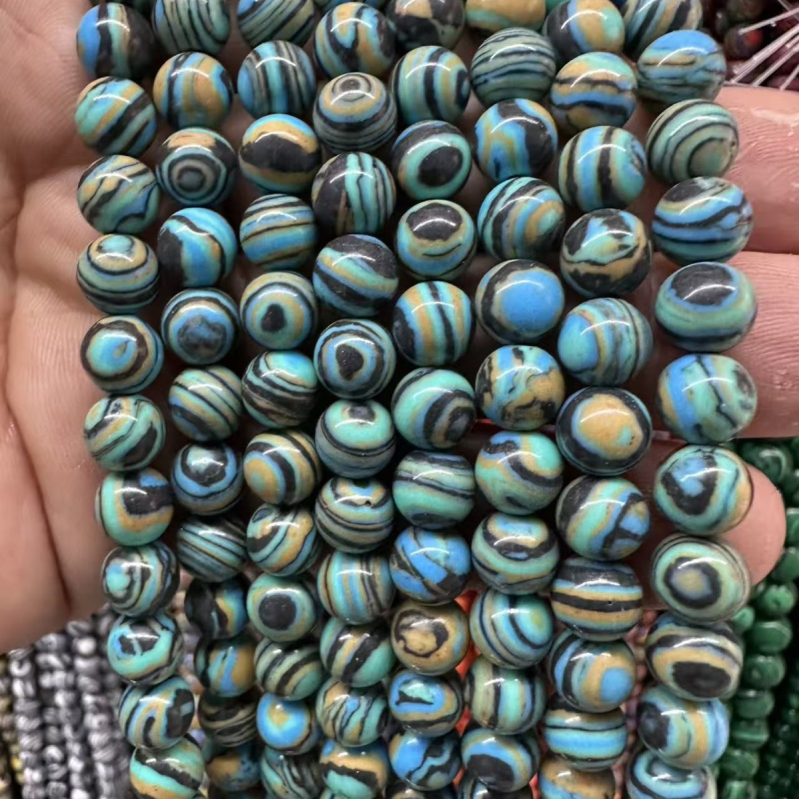 Kugličaste perle od sintetičkog turkiza, 8 mm, za nakit i narukvice, DIY, labave perle