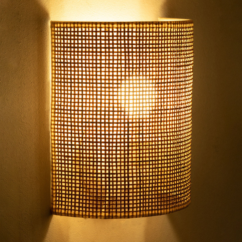 Zidna lampa od ratana u japanskom stilu za spavaću sobu, minimalistički wabi-sabi dizajn, pogodna za dnevni boravak, hodnik i ulaz, retro minimalistna noćna lampica za gostinjsku smještaj
