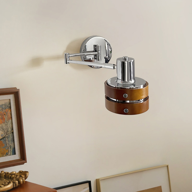 Zidna lampa s punim spektrom, UFO krem boje, moderni minimalistički rotirajući noćni lampa za spavaću sobu i dnevni boravak, retro dizajn