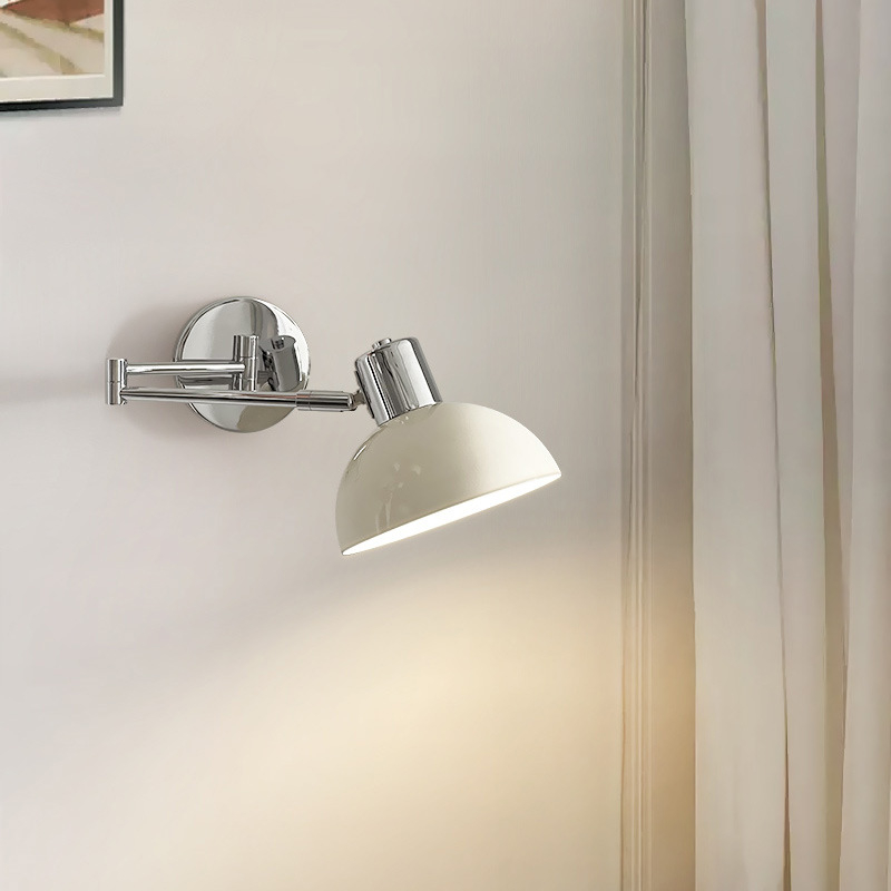 Zidna lampa s punim spektrom, UFO krem boje, moderni minimalistički rotirajući noćni lampa za spavaću sobu i dnevni boravak, retro dizajn