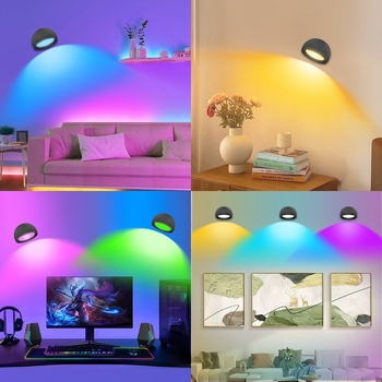 RGB magnetska zidna lampa, punjiva, daljinsko upravljanje i tajmer, tri temperature boje, za dnevnu sobu i spavaću sobu – noćna svjetiljka