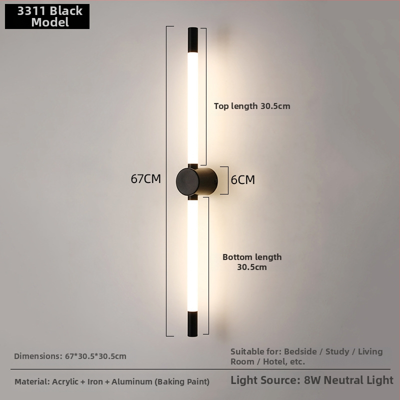 Duga linearna LED zidna lampa, moderni minimalistički stil, za dnevni boravak, spavaću sobu i hodnik.