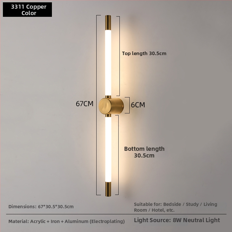 Duga linearna LED zidna lampa, moderni minimalistički stil, za dnevni boravak, spavaću sobu i hodnik.