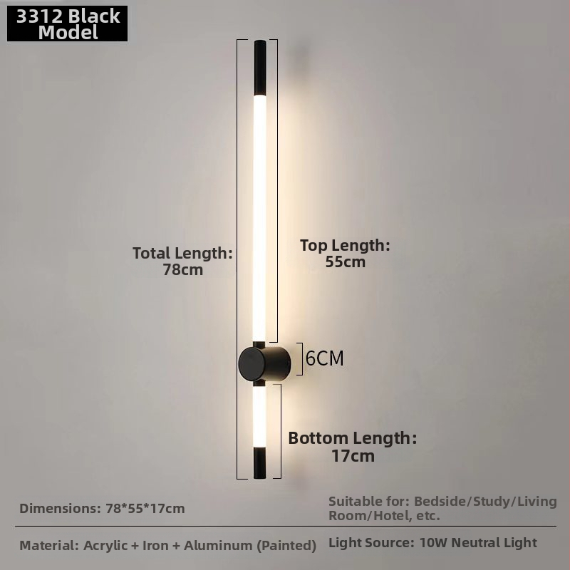 Duga linearna LED zidna lampa, moderni minimalistički stil, za dnevni boravak, spavaću sobu i hodnik.