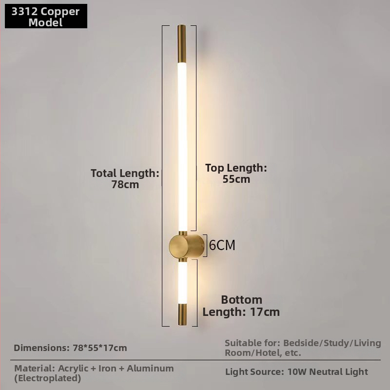 Duga linearna LED zidna lampa, moderni minimalistički stil, za dnevni boravak, spavaću sobu i hodnik.