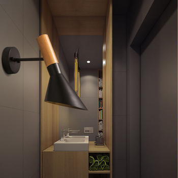 Skandinavska minimalistička zidna svjetiljka od kovanog željeza s drvenim uzorkom, LOFT retro stil
