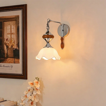 Francuska retro zidna lampa za spavaću sobu s abažurom od školjke – Bauhaus stil za hodnik i dnevnu sobu