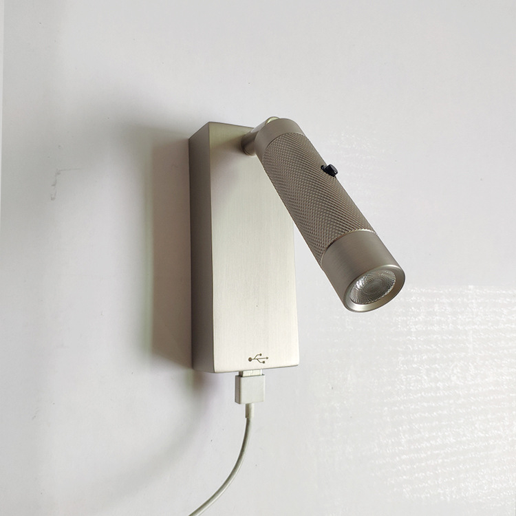 CE-certificirana LED lampica za čitanje uz krevet, zidna, USB priključak, moderan kvadratni COB LED, 110-240V