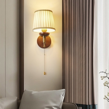 Zidna lampa s povlačnim prekidačem za spavaću sobu, stil wabi-sabi, retro lampa za čitanje, atmosfersko svjetlo u američkom stilu