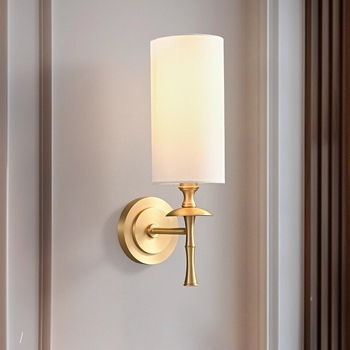 Stenska lampa od čiste bakra s platnenim sjenilom, američkog stila, kristalno svjetlo za dnevni boravak i spavaću sobu