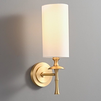 Stenska lampa od čiste bakra s platnenim sjenilom, američkog stila, kristalno svjetlo za dnevni boravak i spavaću sobu
