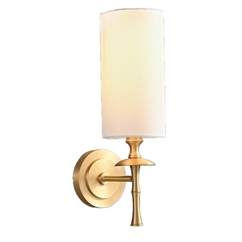 Stenska lampa od čiste bakra s platnenim sjenilom, američkog stila, kristalno svjetlo za dnevni boravak i spavaću sobu