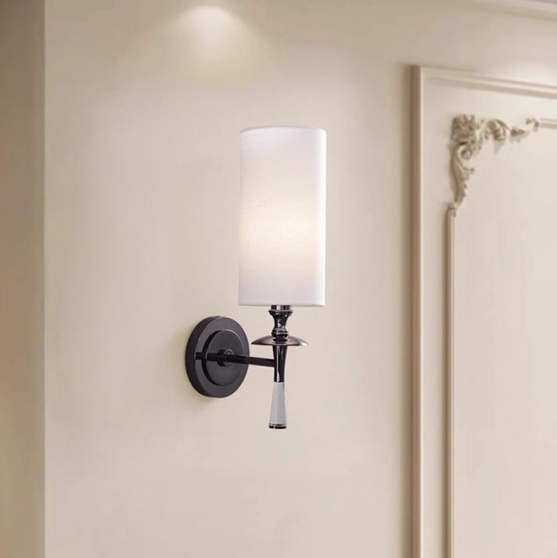 Stenska lampa od čiste bakra s platnenim sjenilom, američkog stila, kristalno svjetlo za dnevni boravak i spavaću sobu