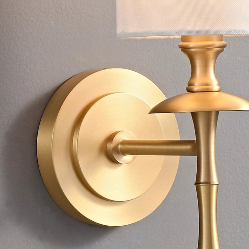 Stenska lampa od čiste bakra s platnenim sjenilom, američkog stila, kristalno svjetlo za dnevni boravak i spavaću sobu