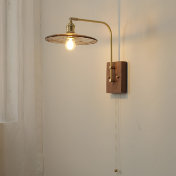 Stenska lampa u japansko-nordijskom vintage stilu sa staklenim sjenilom za dnevni boravak, spavaću sobu, radnu sobu, hodnik i blagovaonicu