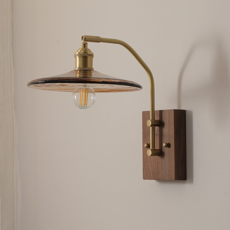 Stenska lampa u japansko-nordijskom vintage stilu sa staklenim sjenilom za dnevni boravak, spavaću sobu, radnu sobu, hodnik i blagovaonicu