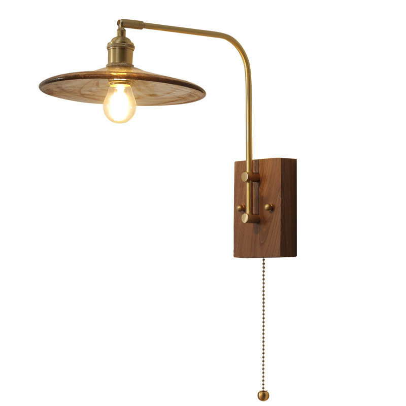 Stenska lampa u japansko-nordijskom vintage stilu sa staklenim sjenilom za dnevni boravak, spavaću sobu, radnu sobu, hodnik i blagovaonicu