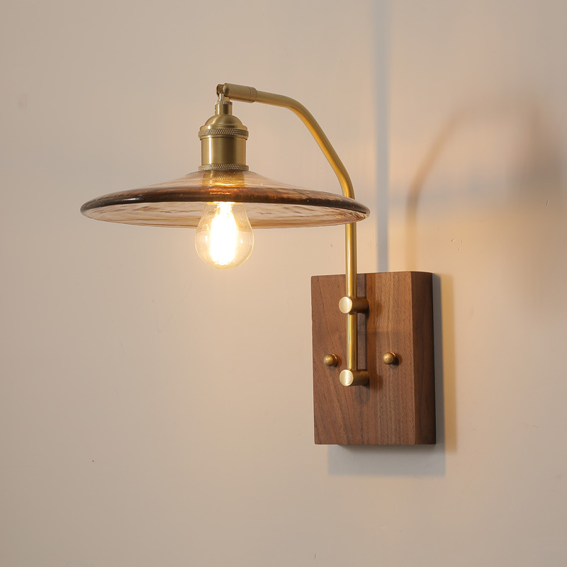 Stenska lampa u japansko-nordijskom vintage stilu sa staklenim sjenilom za dnevni boravak, spavaću sobu, radnu sobu, hodnik i blagovaonicu