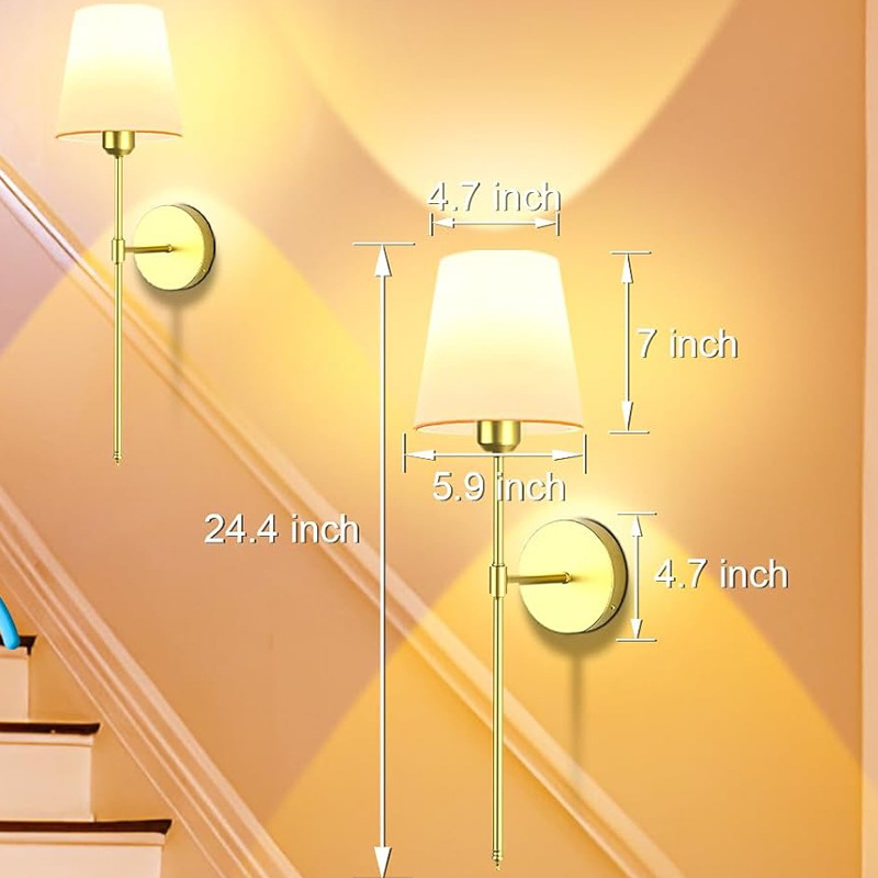 Zidna svjetiljka s RGB LED žarulom i regulacijom jačine boje, s tekstilnim sjenilom, pogodna za dnevni boravak, spavaću sobu i hodnik