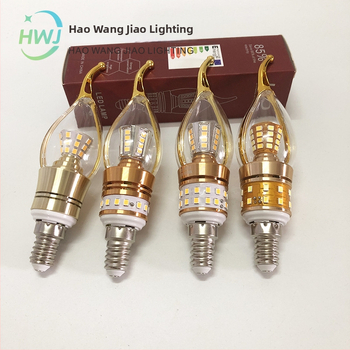 9W LED лампа за свещи с златен кант, двупосочно осветяване, база E14 или E27, светлина за кристален полилей