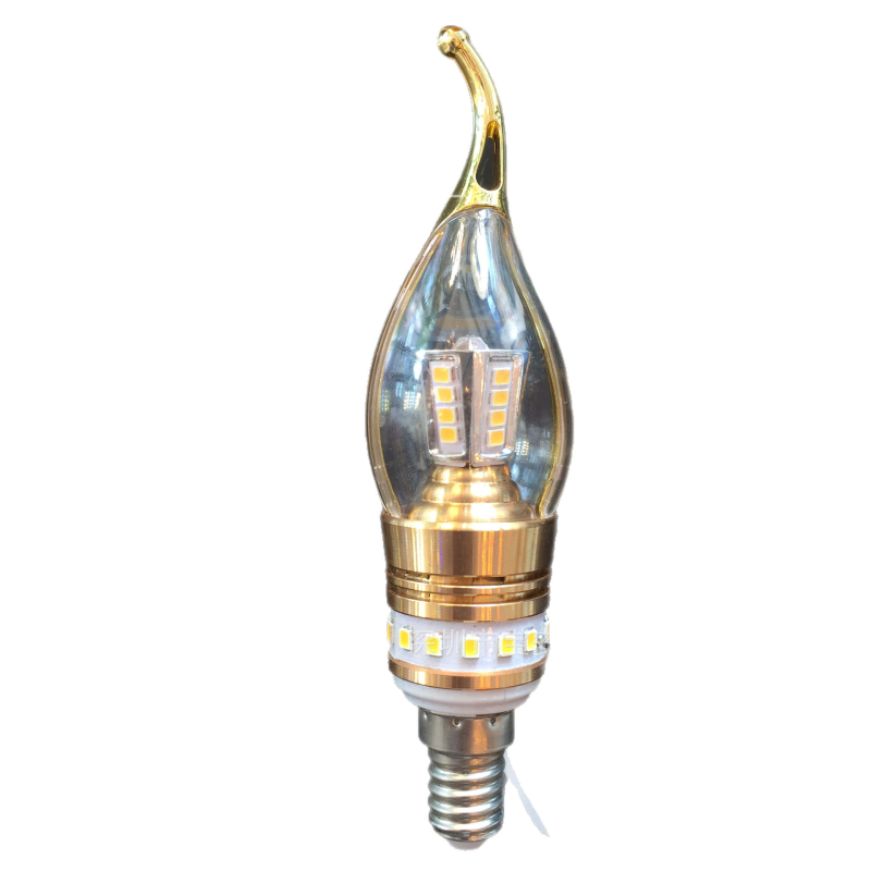 9W LED лампа за свещи с златен кант, двупосочно осветяване, база E14 или E27, светлина за кристален полилей