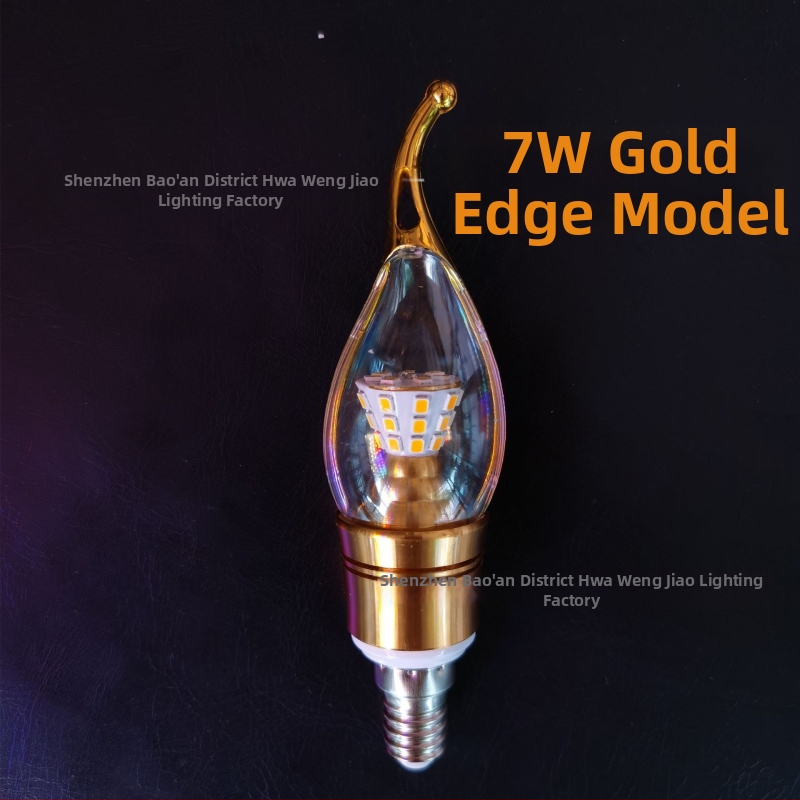 9W LED лампа за свещи с златен кант, двупосочно осветяване, база E14 или E27, светлина за кристален полилей
