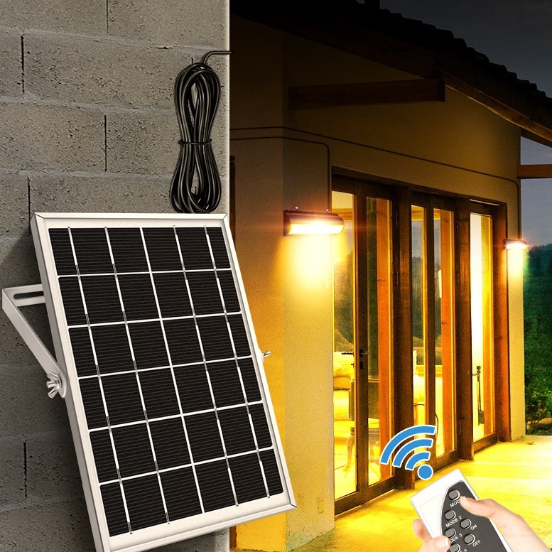 Solarna zidna svjetiljka s senzorom povlačenja vrpce i daljinskim upravljačem, za unutarnju i vanjsku upotrebu