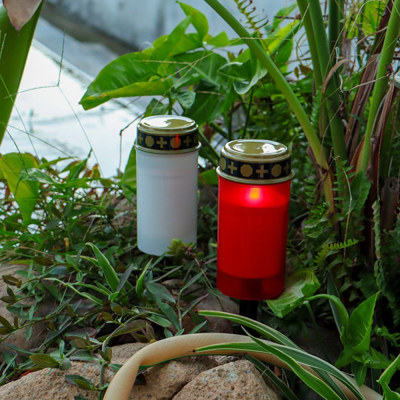 Vanjske LED lampe za groblje za molitvu, baterijske religijske svijeće, svjetiljke ugradne u tlo