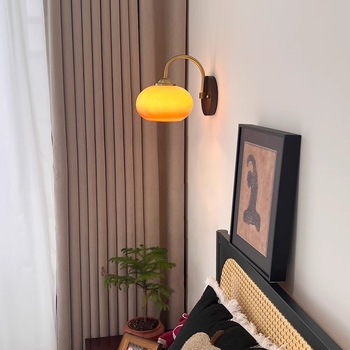 Wabi-Sabi kremasta vintage zidna lampa za spavaću sobu, retro za balkon i hodnik, LED