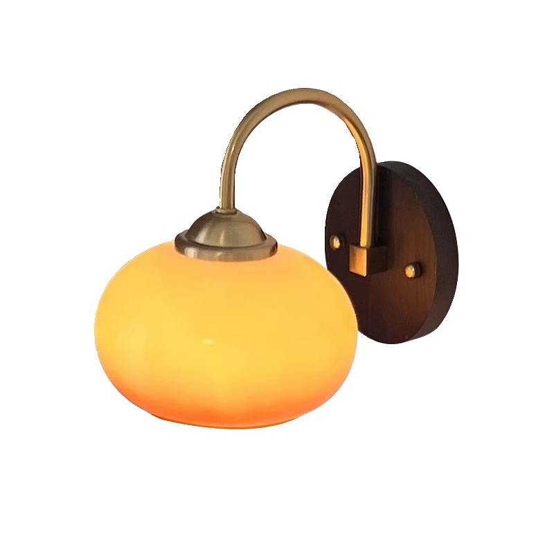 Wabi-Sabi kremasta vintage zidna lampa za spavaću sobu, retro za balkon i hodnik, LED